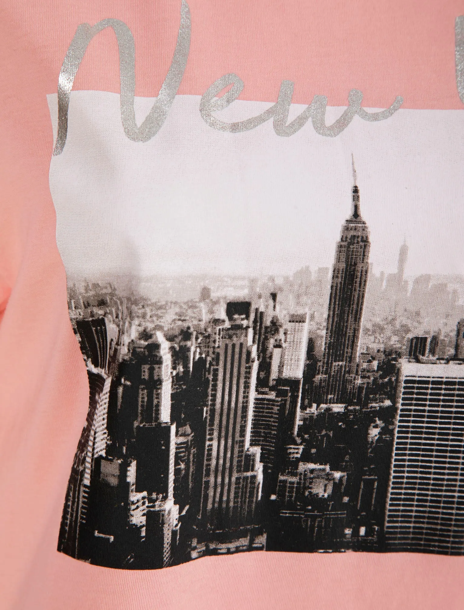 Empire New York Motif Cotton T-Shirt with Silver Foil Detail in Powder Pink - Weekend Vibes sold by Tokyo Laundry product image thumbnail 3