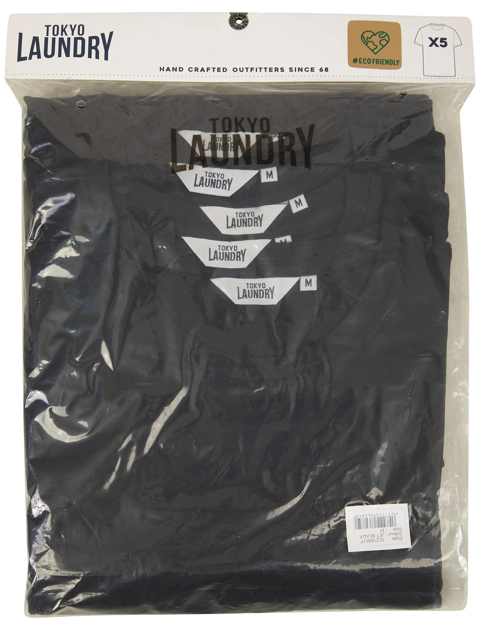 Spectre (5 Pack) Crew Neck Cotton T-Shirts in Jet Black - Tokyo Laundry sold by Tokyo Laundry product image thumbnail 5