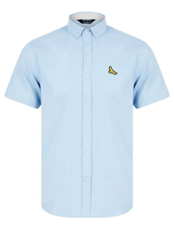 Mixam Short Sleeve Cotton Twill Shirt in Windsurfer Blue - Kensington Eastside sold by Tokyo Laundry