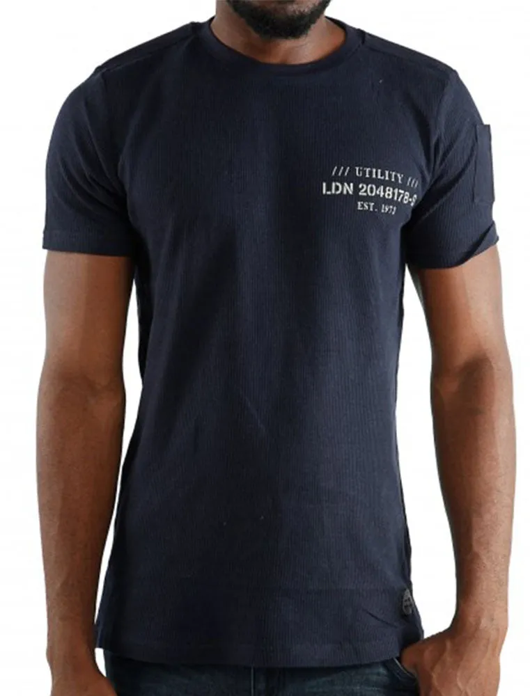 Invade Textured Crew Neck T-Shirt in Navy sold by Tokyo Laundry product image thumbnail 3