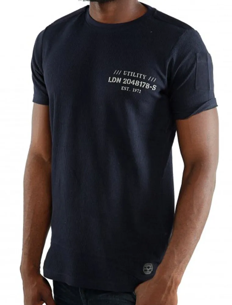 Invade Textured Crew Neck T-Shirt in Navy sold by Tokyo Laundry product image thumbnail 4