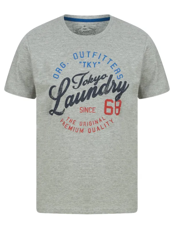 Cohutta Motif Cotton Jersey T-Shirt in Light Grey Marl - Tokyo Laundry sold by Tokyo Laundry
