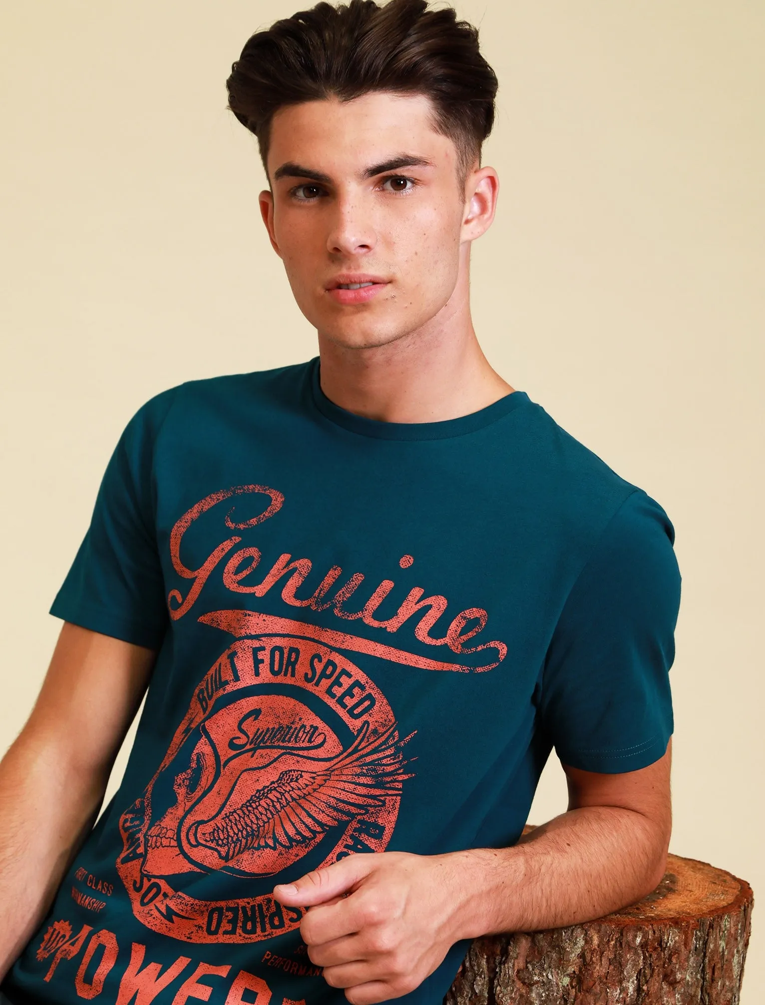 Genuine Motif Cotton T-Shirt In Gibralter Sea - Tokyo Laundry sold by Tokyo Laundry