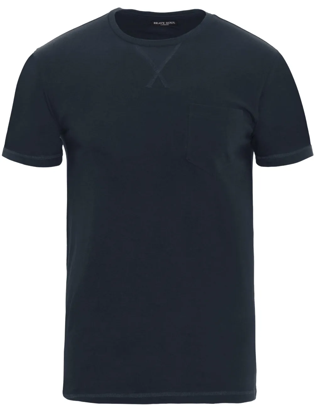 Arkhami Crew Neck T-Shirt with Chest Pocket in Navy sold by Tokyo Laundry