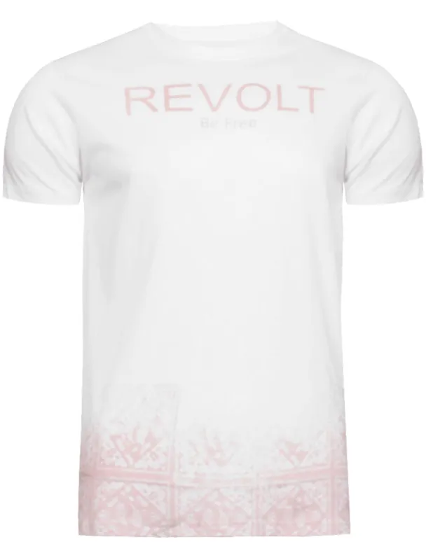 Frontier Motif Crew Neck T-Shirt in White & Pink sold by Tokyo Laundry