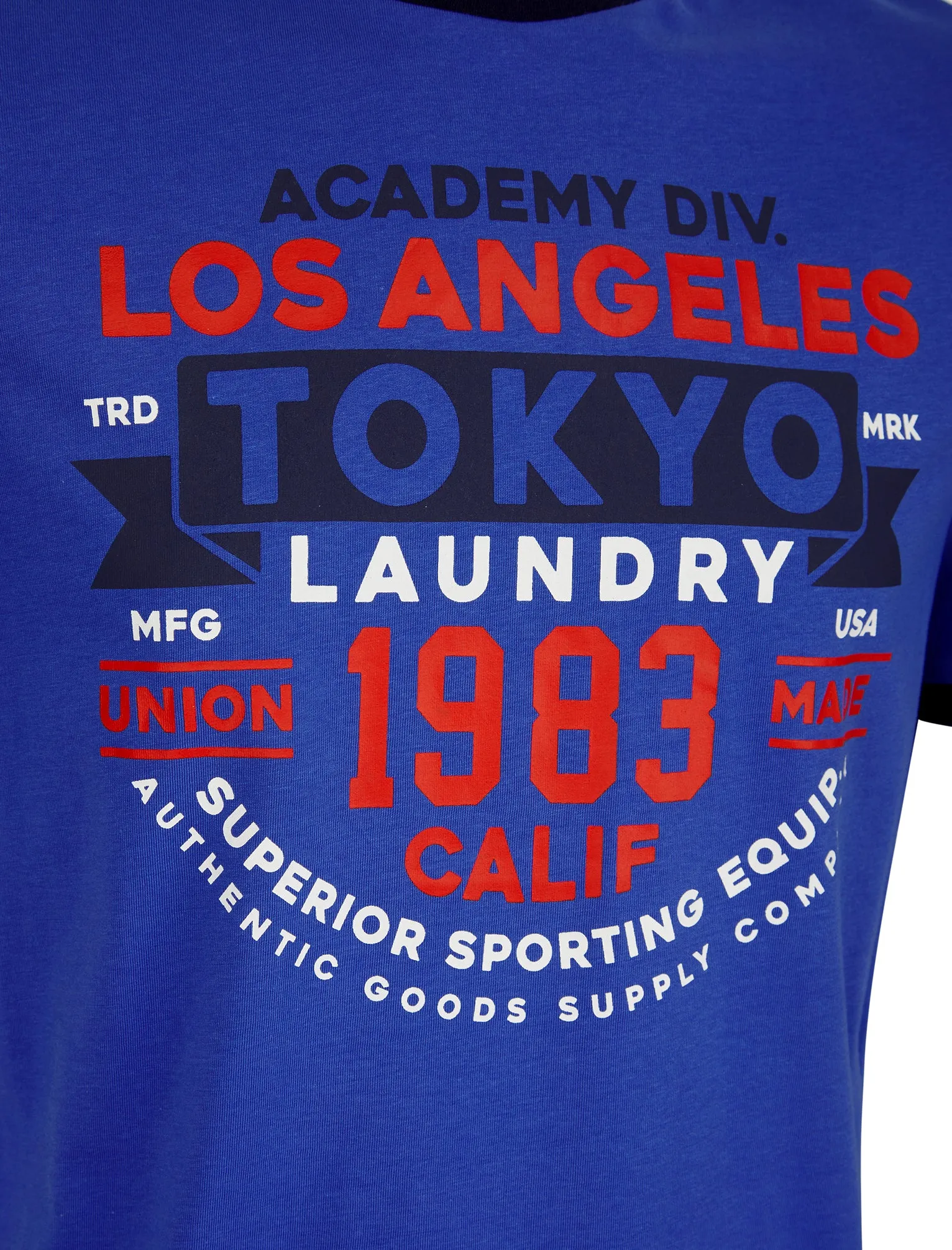 Ryobi Motif Jersey Grindle Crew-Neck Ringer T-Shirt in Dazzling Blue - Tokyo Laundry sold by Tokyo Laundry product image thumbnail 3