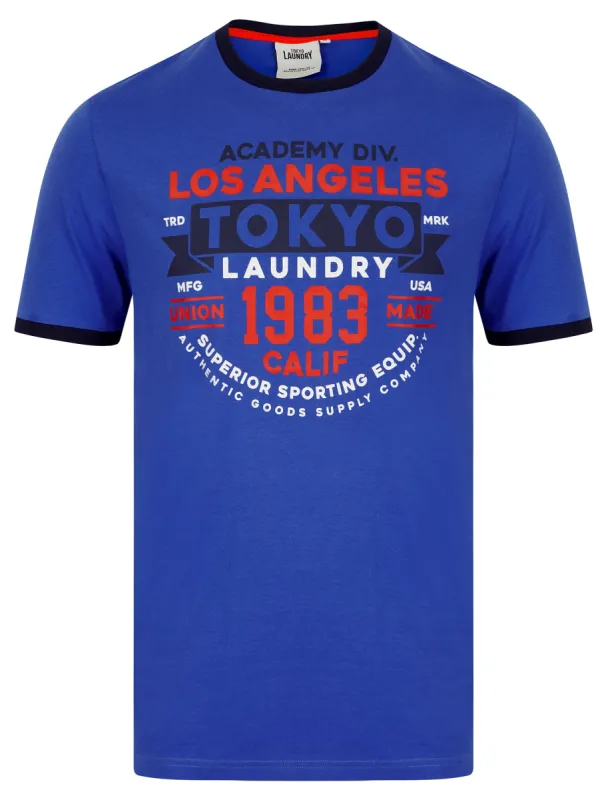 Ryobi Motif Jersey Grindle Crew-Neck Ringer T-Shirt in Dazzling Blue - Tokyo Laundry sold by Tokyo Laundry