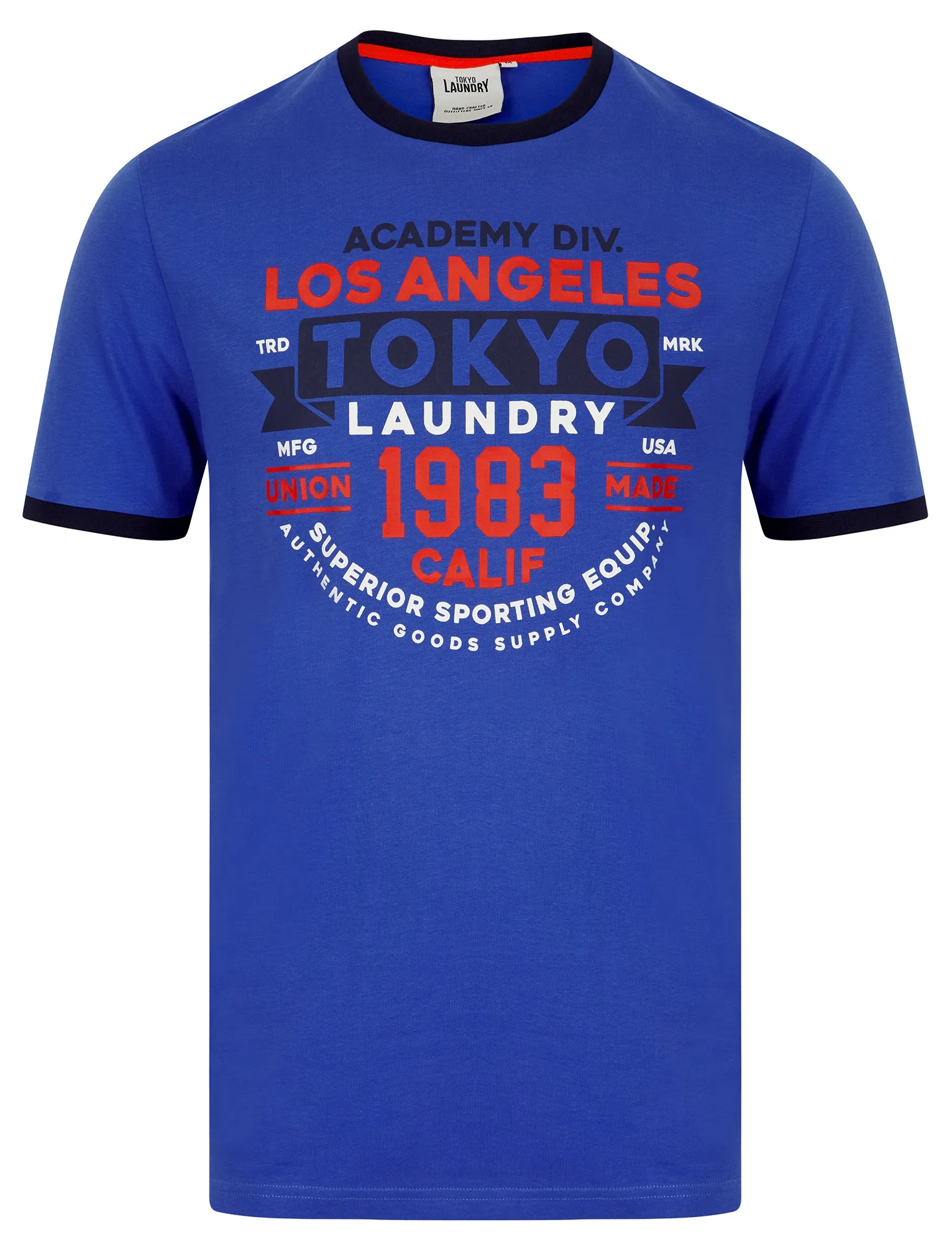 Ryobi Motif Jersey Grindle Crew-Neck Ringer T-Shirt in Dazzling Blue - Tokyo Laundry sold by Tokyo Laundry