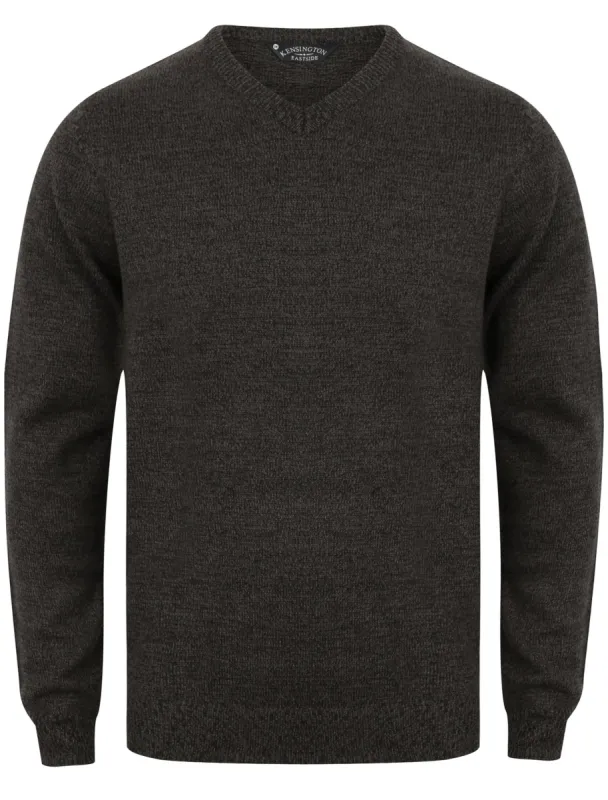 Martel V Neck Wool Blend Jumper In Charcoal / Black - Kensington Eastside sold by Tokyo Laundry