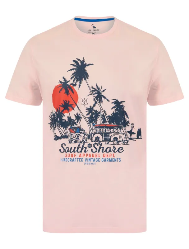 Straban Motif Cotton Jersey T-Shirt in Blushing Pink - South Shore sold by Tokyo Laundry