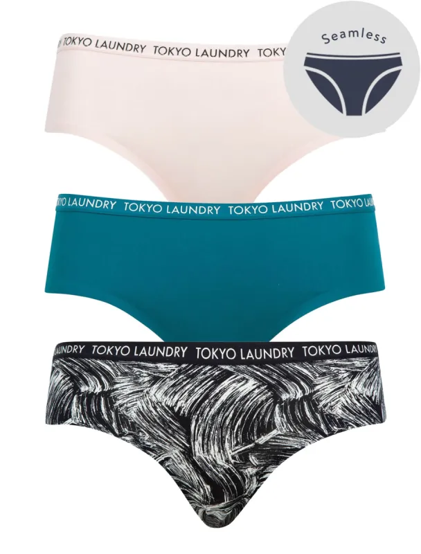 Talos (3 Pack) No VPL Seam Free Assorted Briefs In Cloud Pink / Corsair / Jet Black - Tokyo Laundry sold by Tokyo Laundry