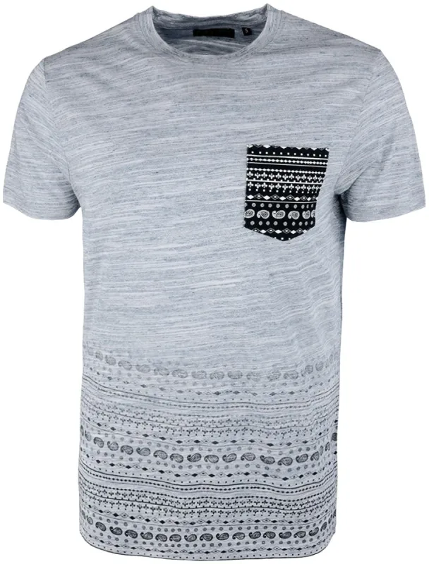 Noble Crew Neck T-Shirt with Faded Paisley Print in Blue sold by Tokyo Laundry