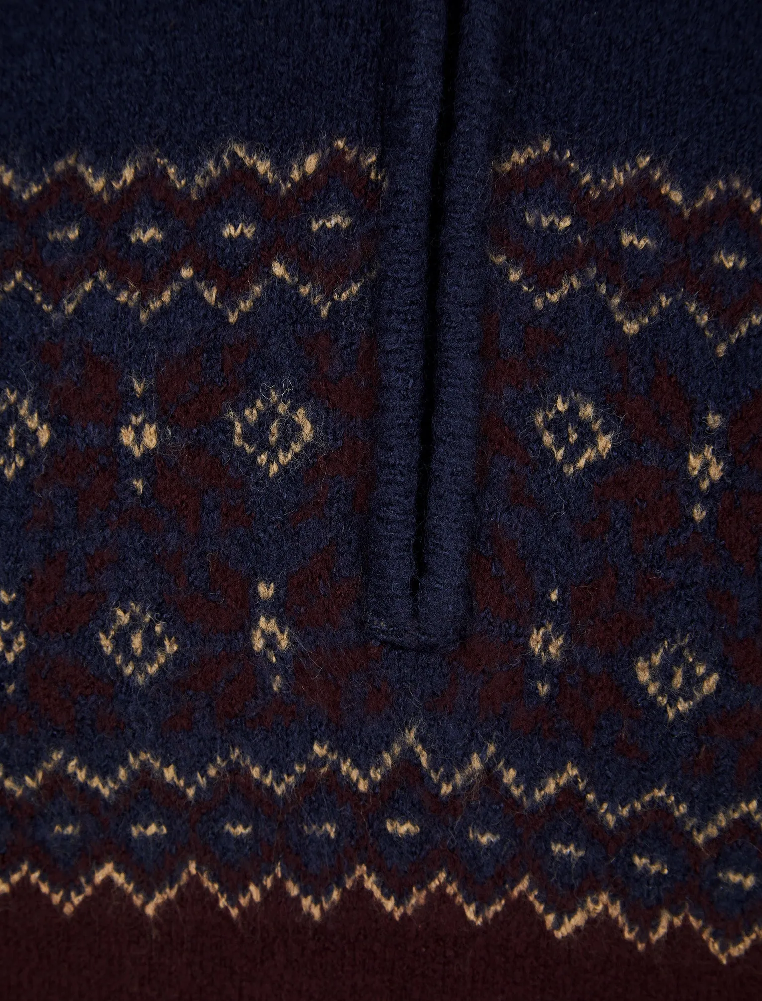 Remedy Quarter Zip Fair Isle Knit Funnel Neck Jumper in Ink - Kensington Eastside sold by Tokyo Laundry product image thumbnail 3