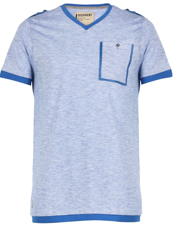 Dissident Zoo4 Cotton V Neck t-shirt in Olympian Blue made by Tokyo Laundry