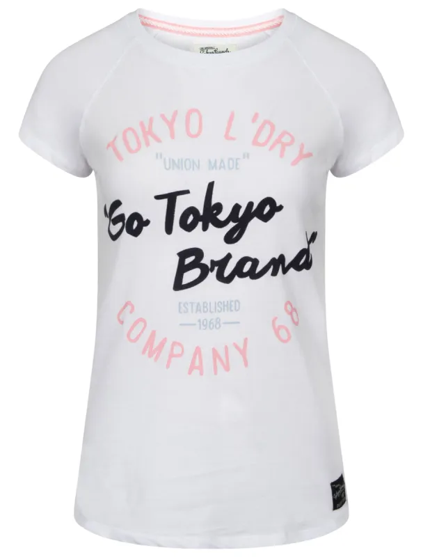 Dala Flocked Motif T-Shirt in Optic White - Tokyo Laundry sold by Tokyo Laundry