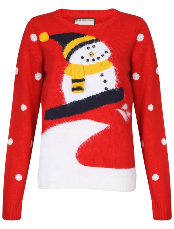 Womens Merry Christmas Sweet William Red Knitted Xmas Jumper sold by Tokyo Laundry