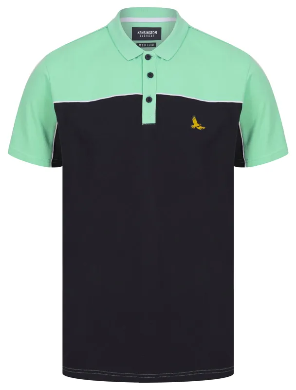 Gladstone Colour Block Pique Polo Shirt in Dusty Jade Green - Kensington Eastside sold by Tokyo Laundry