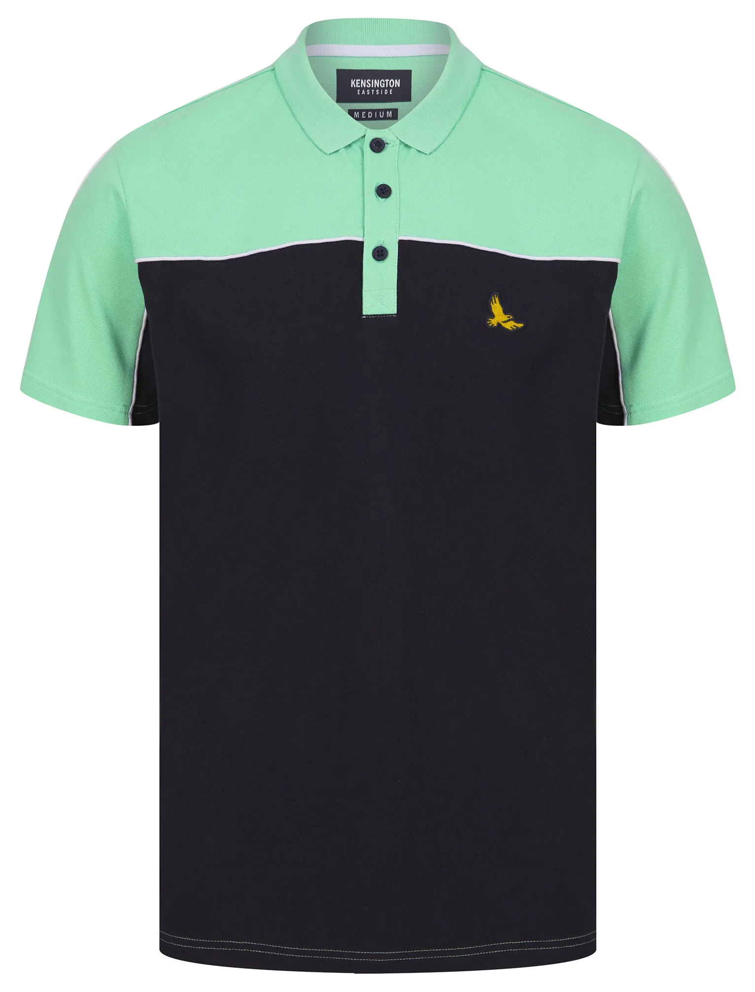 Gladstone Colour Block Pique Polo Shirt in Dusty Jade Green - Kensington Eastside sold by Tokyo Laundry