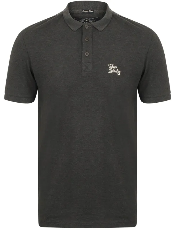 Kuusamo Cotton Pique Polo Shirt In Charcoal Marl - Tokyo Laundry sold by Tokyo Laundry