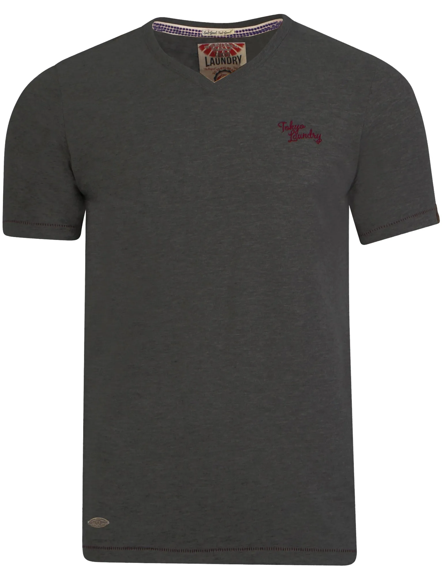 Essential V-neck T-shirt in Charcoal Marl - Tokyo Laundry sold by Tokyo Laundry