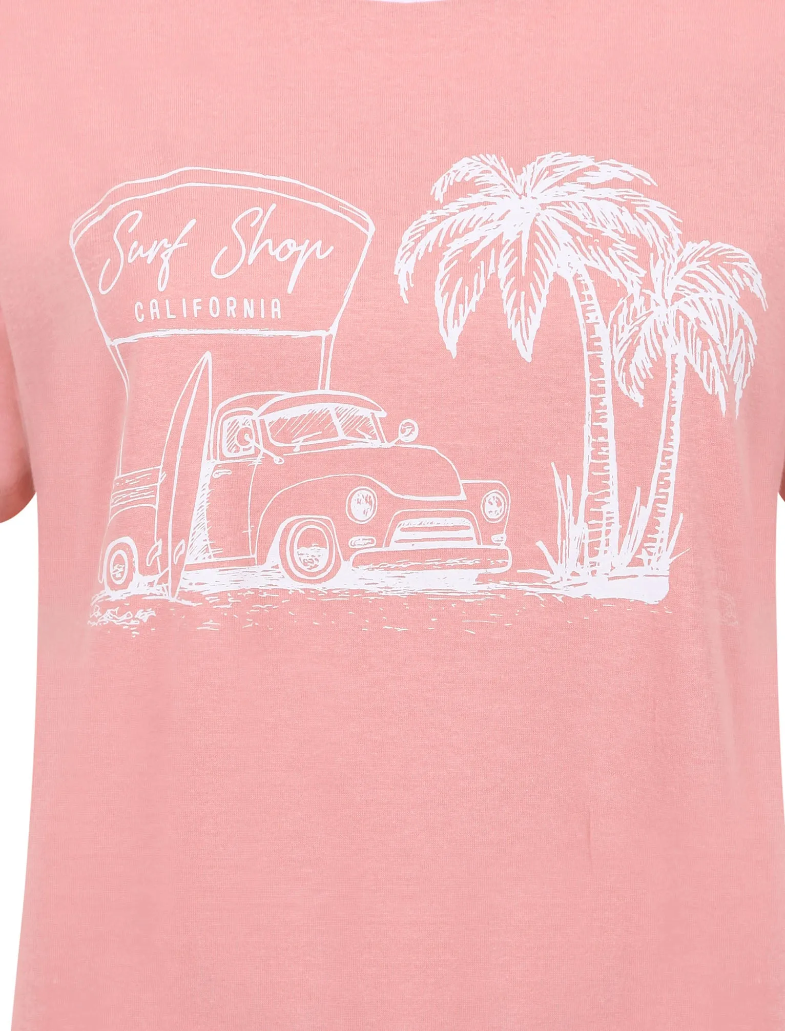 Surf Shop Motif Cotton Ringer T-Shirt in Bridal Rose - South Shore sold by Tokyo Laundry product image thumbnail 3