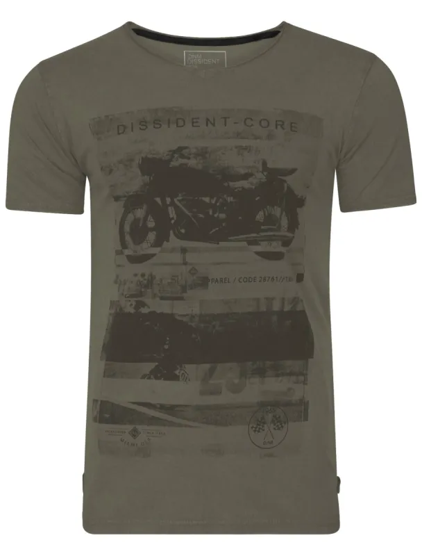 Motlybike Distressed T-Shirt In Raven Grey - Dissident sold by Tokyo Laundry