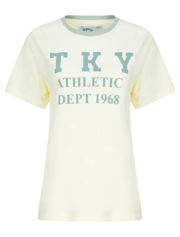 Daisy Motif Cotton Jersey Ringer T-Shirt in Eggnog - Tokyo Laundry sold by Tokyo Laundry