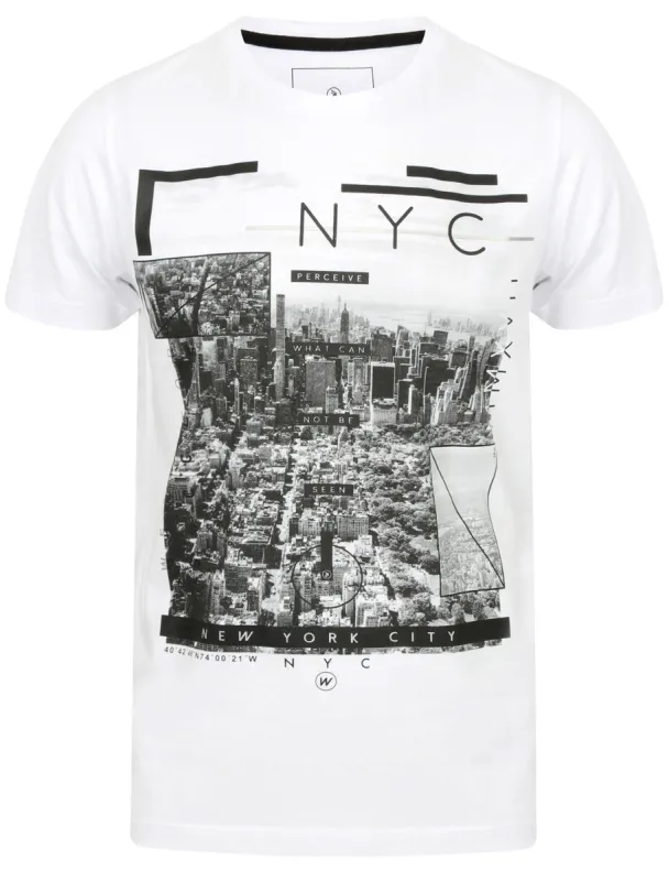 NY High Motif Cotton Crew Neck T-Shirt In Optic White - Dissident sold by Tokyo Laundry