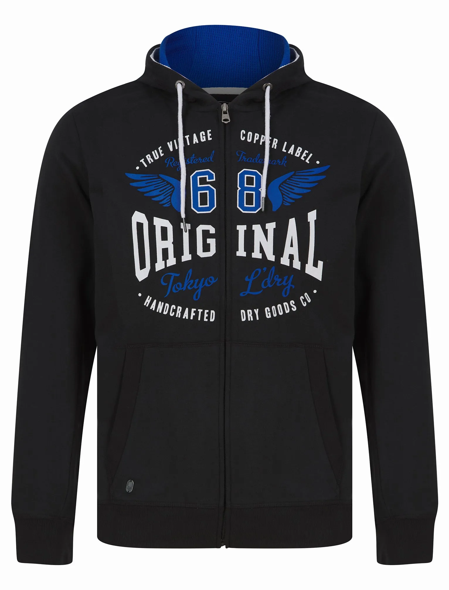 Revel Motif Brushback Fleece Zip Through Hoodie in Jet Black - Tokyo Laundry sold by Tokyo Laundry