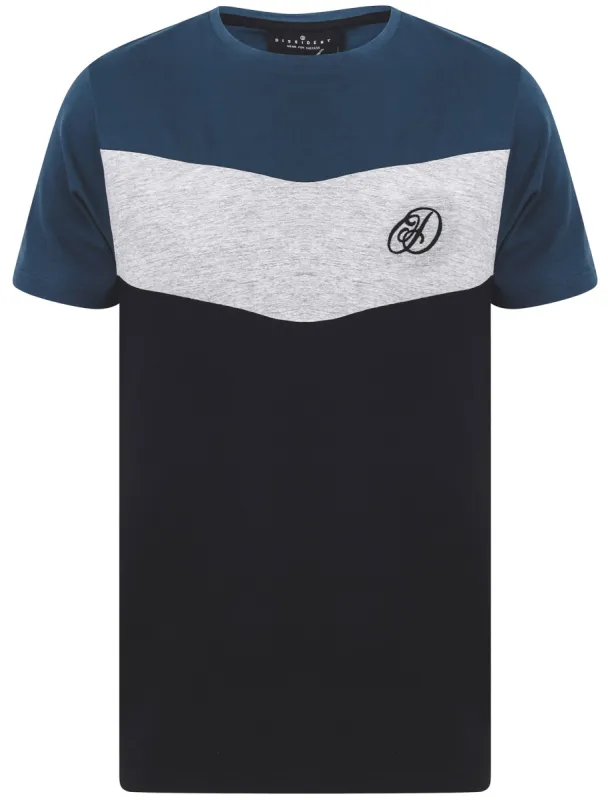 Baller Colour Block Cotton Jersey T-Shirt in Sargasso Blue - Dissident sold by Tokyo Laundry