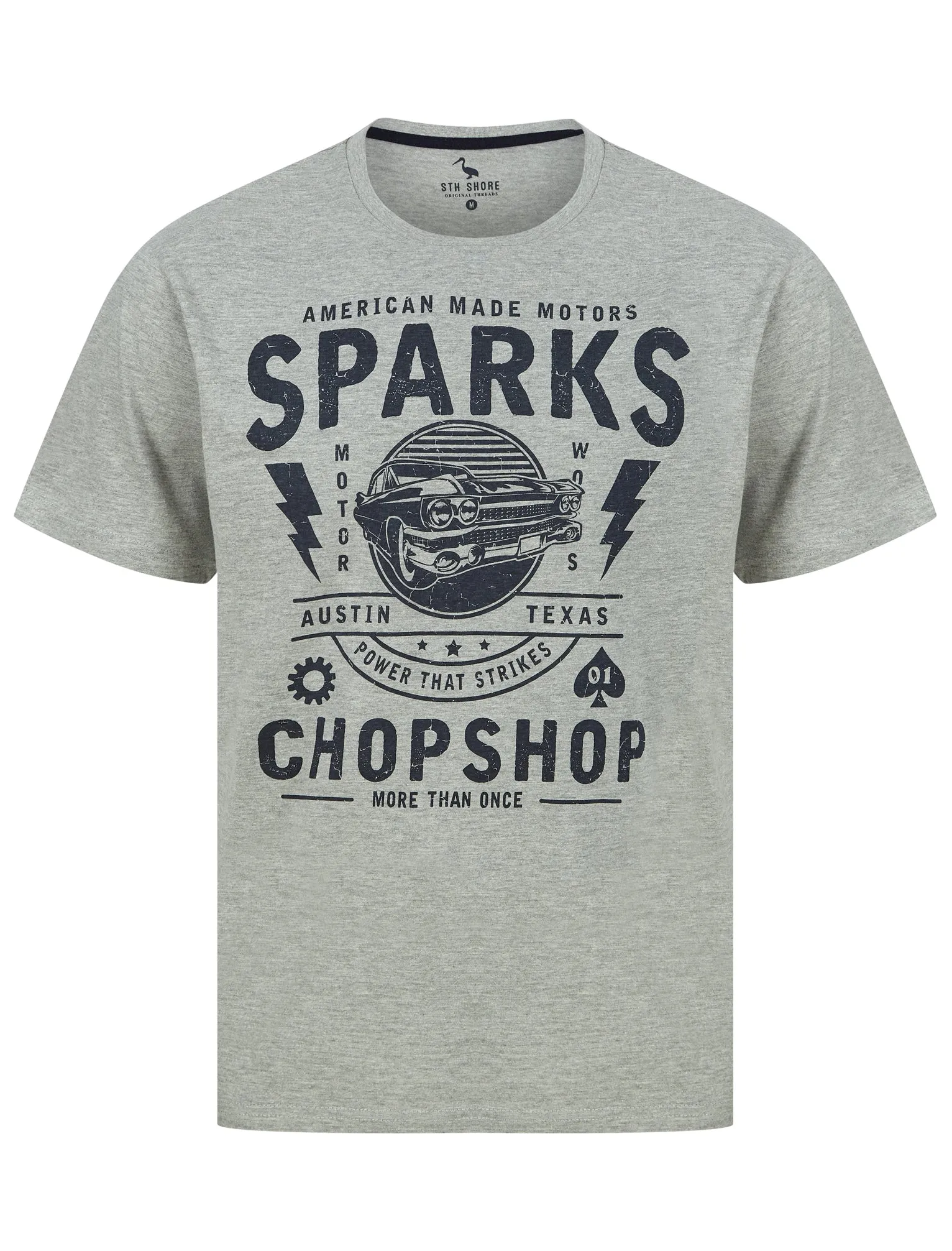 Sparks Motif Cotton Jersey T-Shirt in Light Grey Marl - South Shore sold by Tokyo Laundry