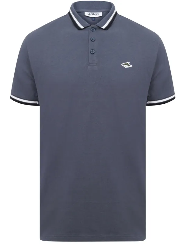 Sutton Cotton Pique Polo Shirt with Tipping In Vintage Indigo - Le Shark sold by Tokyo Laundry