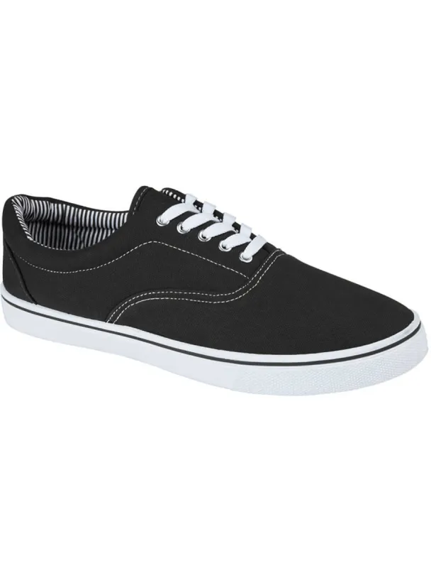 Harvard Lace Up Canvas Trainers In Black sold by Tokyo Laundry