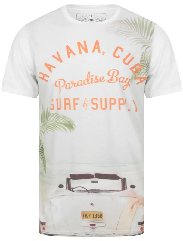 Camber Bay Motif Print Crew Neck T-Shirt In Optic White - Tokyo Laundry sold by Tokyo Laundry