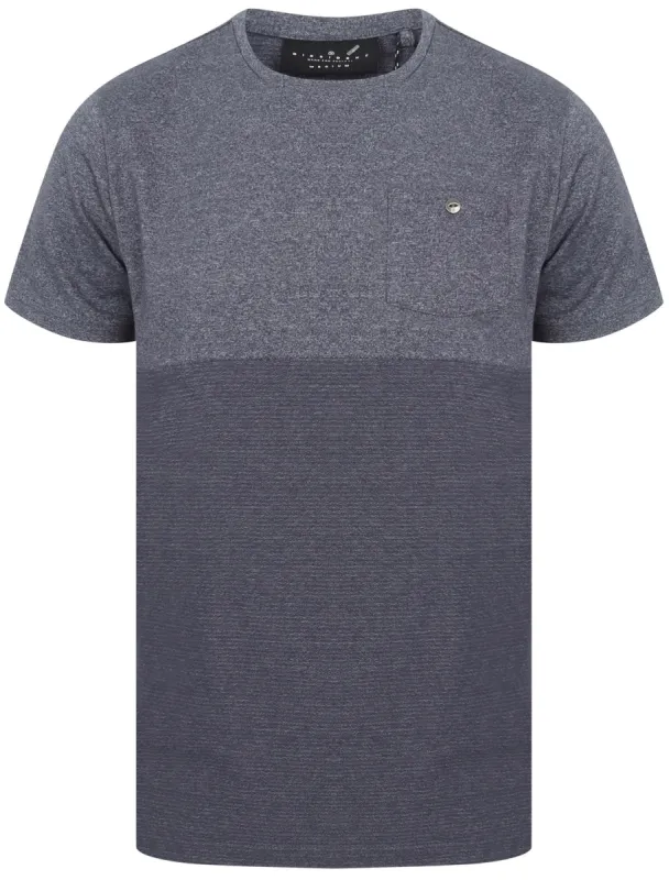 Kiku Block Design Cotton Jersey T-Shirt with Chest Pocket In Denim - Dissident sold by Tokyo Laundry