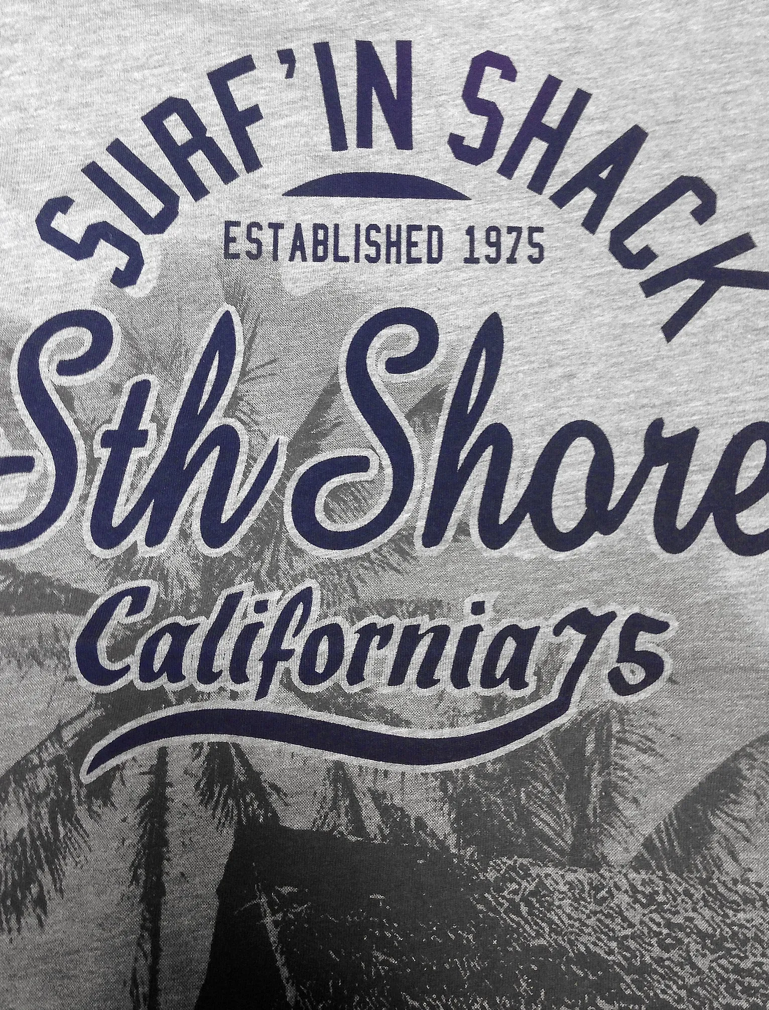 Shack Motif Cotton Crew Neck T-Shirt In Light Grey Marl - South Shore sold by Tokyo Laundry product image thumbnail 3