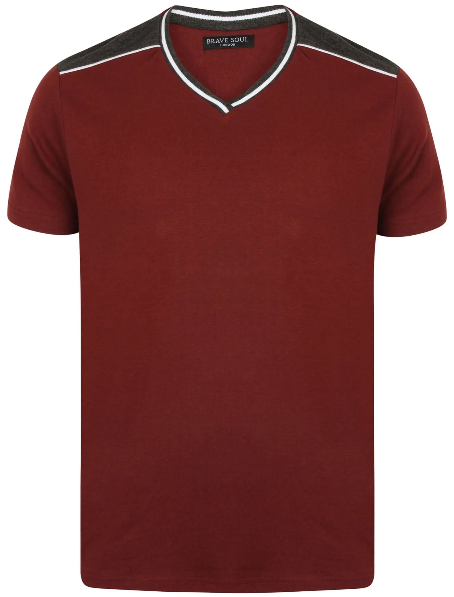 Acton V-Neck Cotton T-Shirt in Oxblood sold by Tokyo Laundry