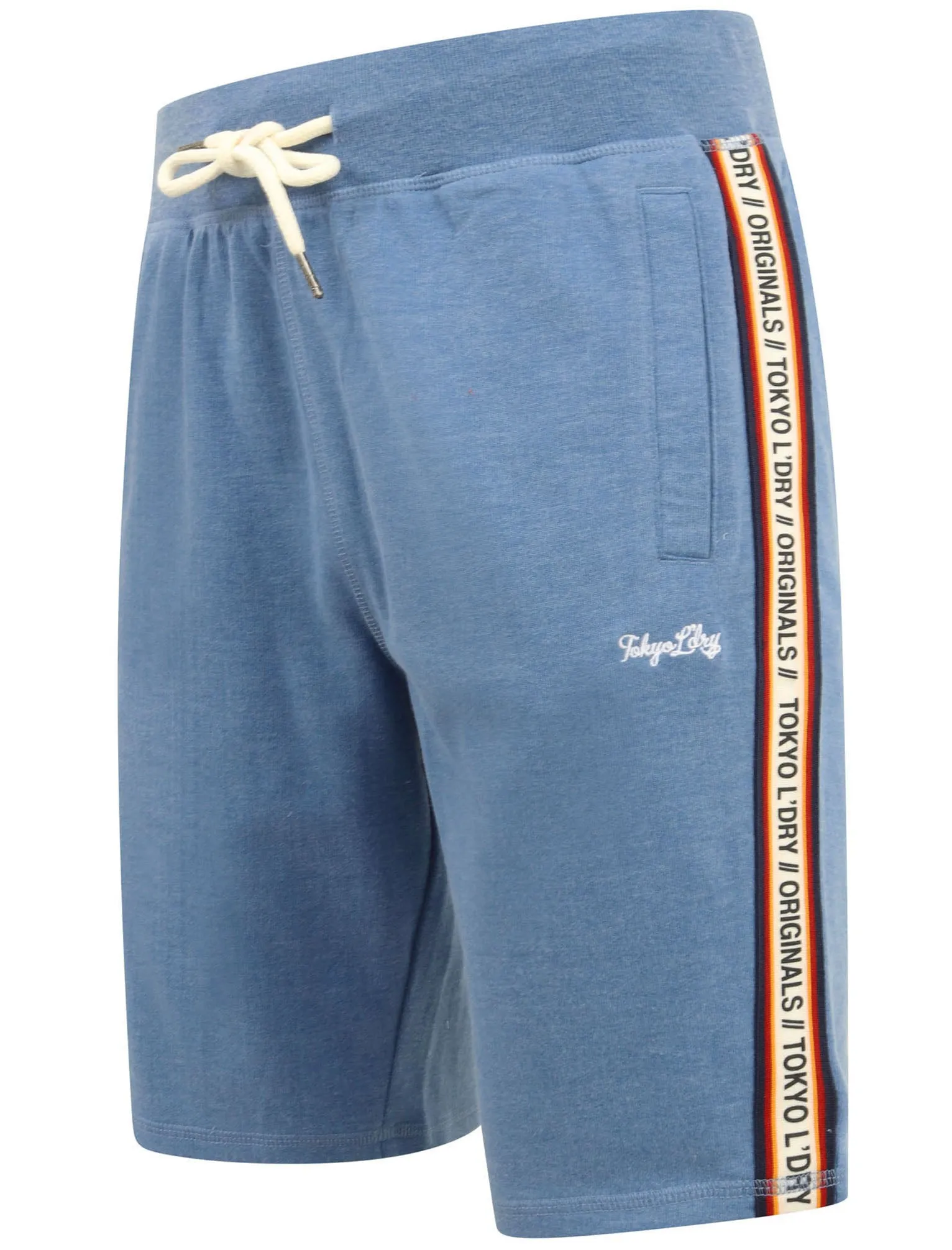 Malibu Surf Jogger Shorts with Tape Detail In Cornflower Blue Marl - Tokyo Laundry sold by Tokyo Laundry