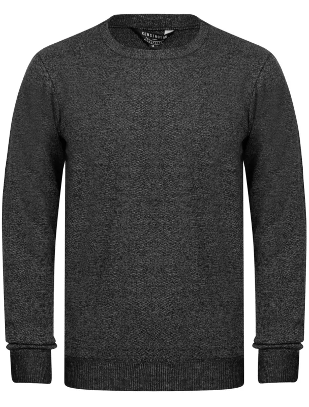 Barney Crew Neck Birdseye Pique Jumper in Black / White Melange - Kensington Eastside sold by Tokyo Laundry