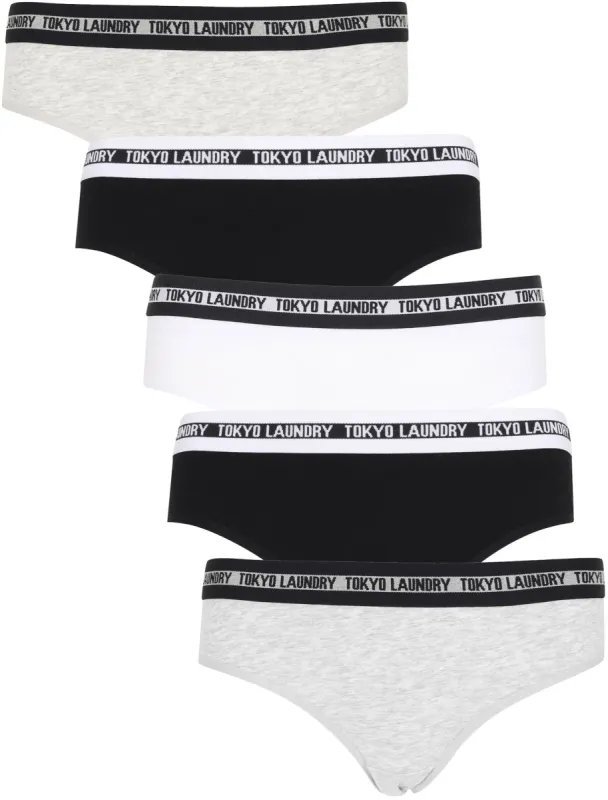 Karla (5 Pack) Assorted Briefs In Light Grey Marl / Jet Black / Bright White - Tokyo Laundry sold by Tokyo Laundry