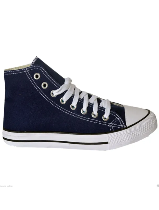 Womens Clara Lace up Canvas Hi Top Trainers in Navy made by Tokyo Laundry