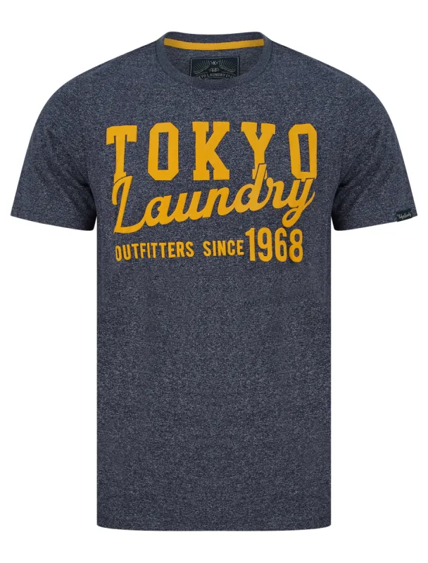 Underline Motif Cotton Jersey Grindle T-Shirt in Navy - Tokyo Laundry sold by Tokyo Laundry