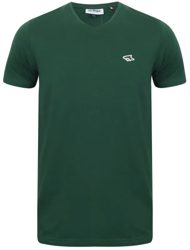 Stanley Basic Cotton V Neck T-Shirt In Rain Forest Green - Le Shark sold by Tokyo Laundry