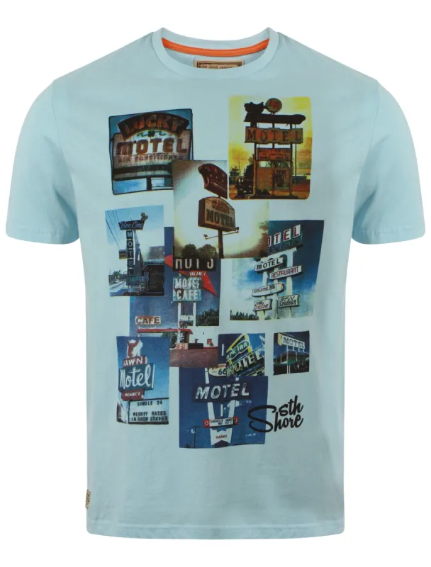 South Shore Multimotel blue printed tee sold by Tokyo Laundry