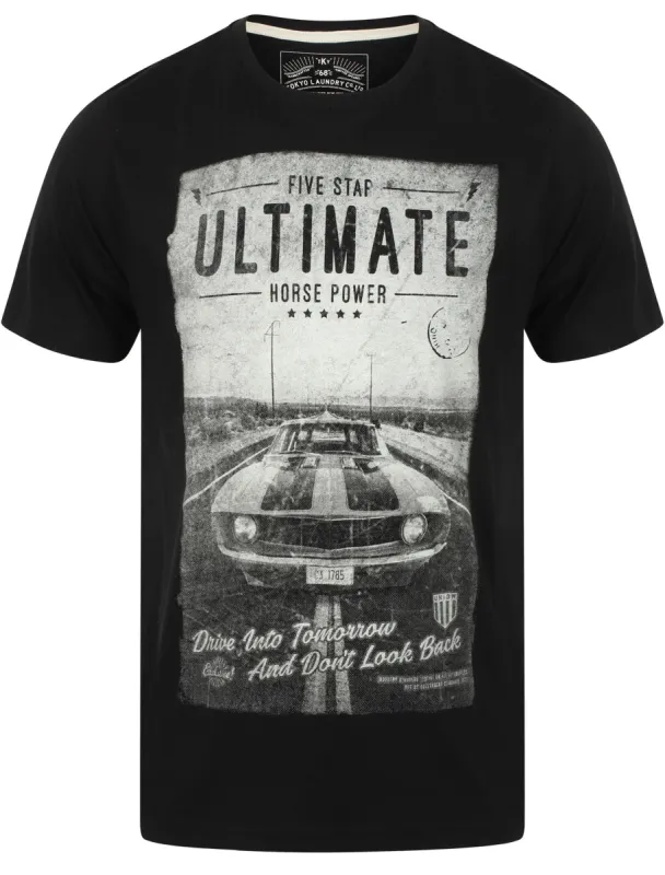 Ultimate Motif Cotton Crew Neck T-Shirt In Jet Black - Tokyo Laundry sold by Tokyo Laundry