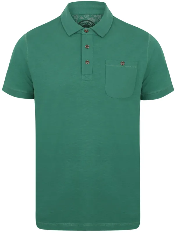 Plata Cotton Jersey Slub Polo Top In Mallard Green - South Shore sold by Tokyo Laundry