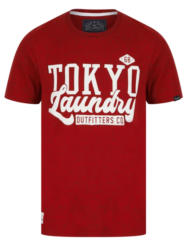 Shaker Motif Cotton Jersey Grindle T-Shirt in Dark Red - Tokyo Laundry sold by Tokyo Laundry