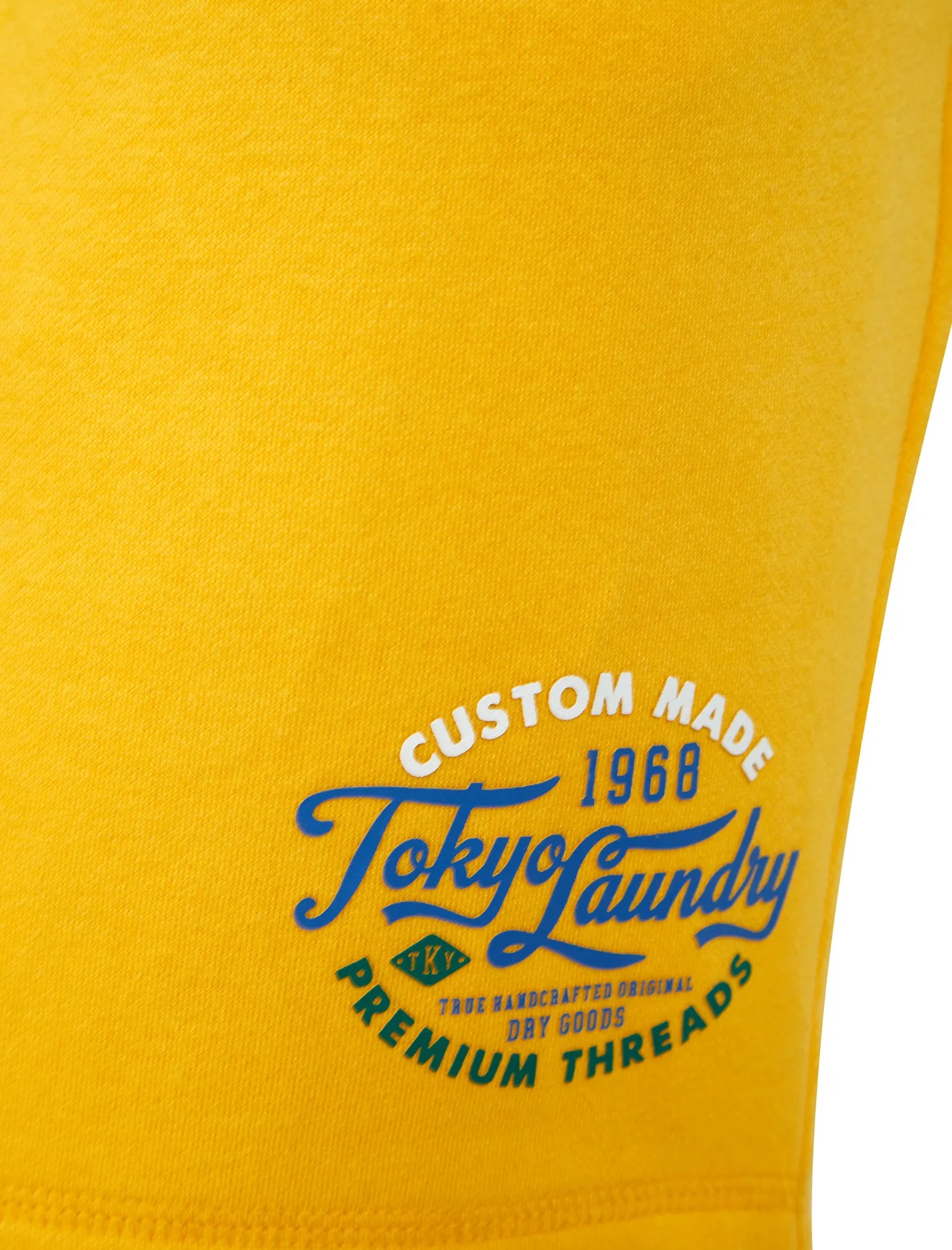 Bluesy Motif Brushback Fleece Jogger Shorts in Mimosa Yellow - Tokyo Laundry sold by Tokyo Laundry product image thumbnail 3