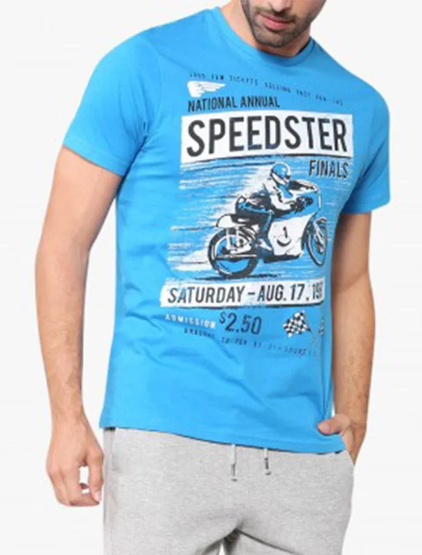 Speedster Motif Cotton T-Shirt In Swedish Blue - South Shore sold by Tokyo Laundry product image thumbnail 2