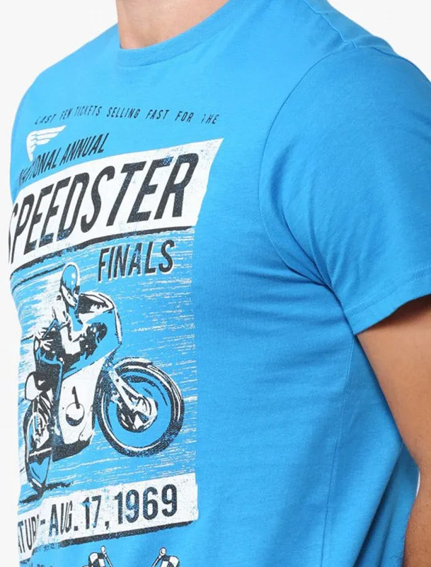 Speedster Motif Cotton T-Shirt In Swedish Blue - South Shore sold by Tokyo Laundry product image thumbnail 4